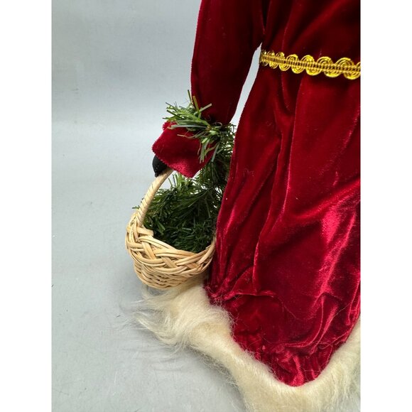 Santa Claus Figurine Faux Fur Beard & Velvet Robe Holding Christmas Tree READ - Picture 15 of 16
